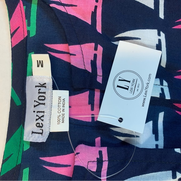 Lexi York womens medium beach cover up / tunic blouse. Navy blue. - Picture 3 of 9